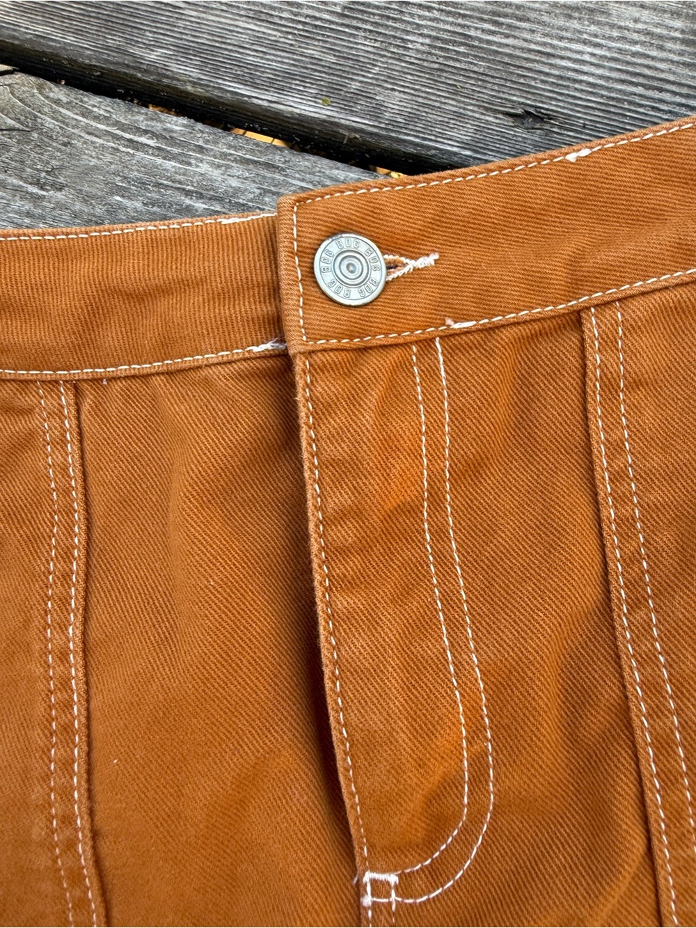 BDG Rust Orange Skirt with Contrast Topstitching - Picture 6 of 7